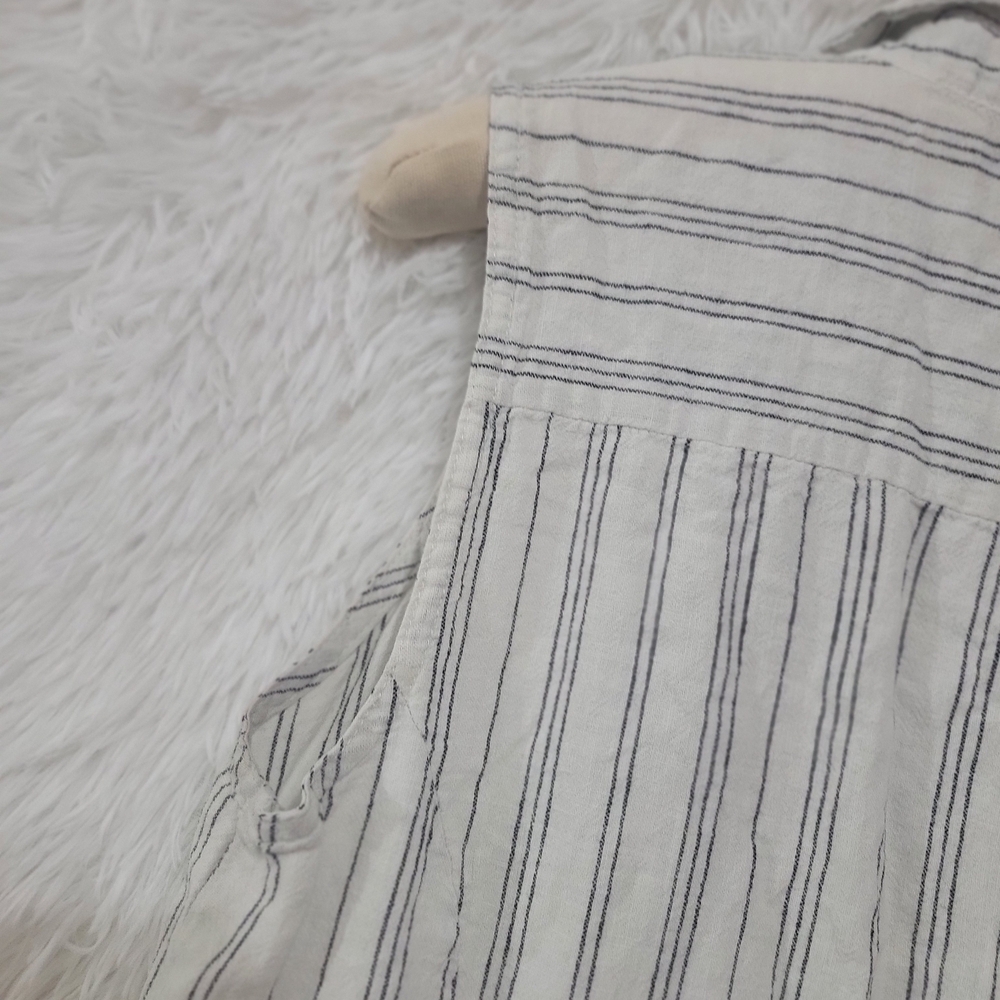Esmara Linen Sleeveless Striped Midi Dress - White and Gray Size 8 - Picture 7 of 16